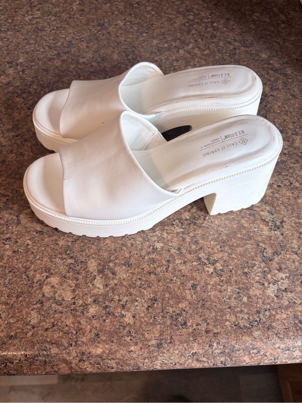 Call It Spring White Chunky Platform Slide Mules - Picture 3 of 3